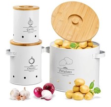 Ecofocet 3 Contenitori Porta Patate, Barattoli in Metallo con Coperchio in...