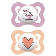 Ciuccio Mam Supreme 0+ Mesi Silicone Bimba Confezione da 2 Ciucci Tartaruga-Cuor