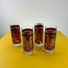 bicchieri vintage con decori dorati, 4 pezzi