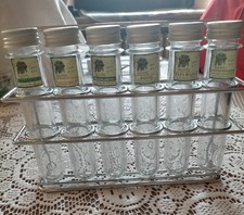 SET SEI PROVETTE PORTA SPEZIE E AROMI CON SUPPORTO CONTENITORE IN ACCIAIO INOX