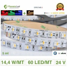 5 METRI STRISCIA 300 LED 5050 SMD RGB + WARM WHITE PER INTERNO IP20 24 V DC