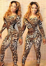 Abito tuta trasparente aderente stampa Skinny Print mesh Jumpsuit Dress Clubwear