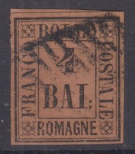 ROMAGNE 1859 4 BAJOCCHI FULVO N.5 US. ORIGINALE SIGLATO A.DIENA