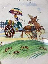 ARTE DELLA CERAMICA-MURANO-ARTISTA CERAMISTA GUERRIERI-PIATTO DECORATIVO-CALESSE