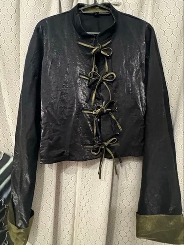 Top nero nastro - nastro, anteriore