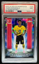 2023 Topps Chrome Sapphire Julien Duranville Ultrabeam RC rifrattore rosso /5 PSA 9