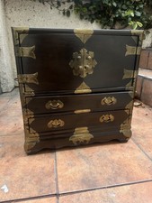 Rarissimo bauletto portagioie Tansu coreano END TABLES IMPORTAZIONI VINTAGE velluto rosso 