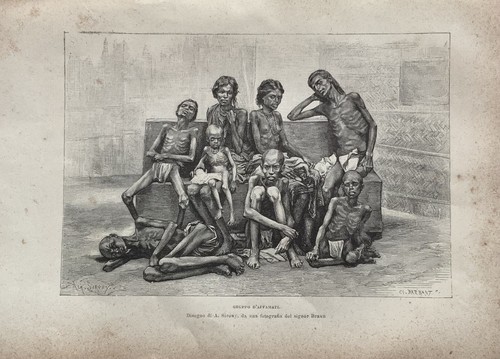 Stampa antica india gruppo - -,