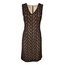 DOLCE & GABBANA - Rarissimo abito tubino vintage in pizzo marrone anni 80 | Taglia 4US 36EU