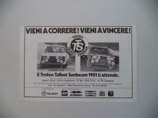 advertising Pubblicità 1981 TROFEO TALBOT SUNBEAM LOTUS - TI