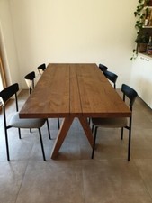 tavolo in rovere wildwood naturale con canale in ferro verniciato 