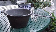 antica pentola con manico in rame arredo cucina rustica fioriera portaoggetti