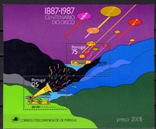 1987 PORTOGALLO - centenário do DISCO - Mundifil (bloco nº 91) MNH