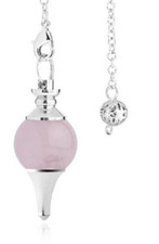 P03 Pendolo Pendolino Sfera in Pietra Naturale Quarzo Rosa per Radiestesia 