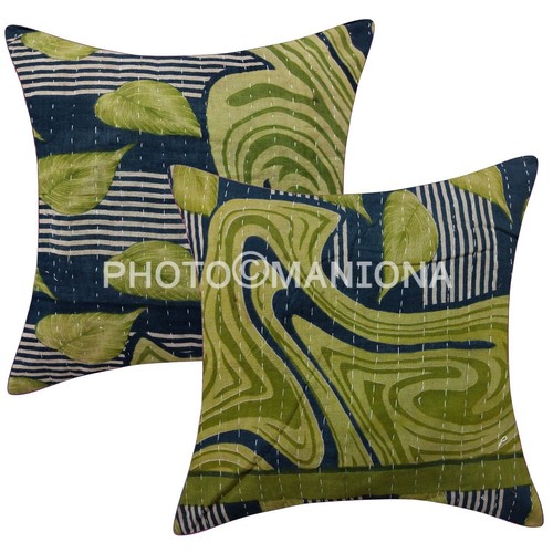 Copricuscino kantha verde - copricuscino,