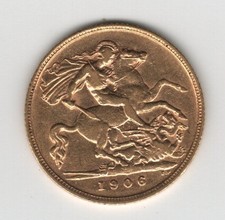 RE EDOARDO VII°  MEZZA  STERLINA D'ORO / HALF SOVEREIGN  1906
