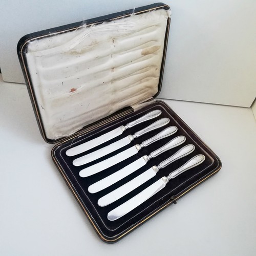 Cased set silver handled - cased, of