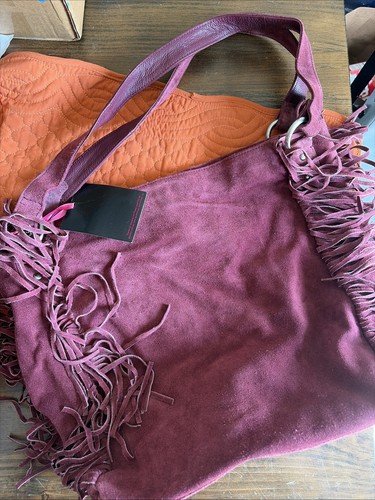 Borsa scamosciata con - , frange