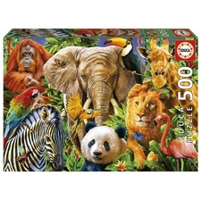 Educa - Puzzle da 500 pezzi per adulti e bambini | Collage Wild Animals | M 4kD7