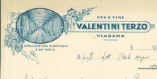 Lettera int. VALENTINI TERZO. Uve e Vini. Viadana, 23.9.1943
