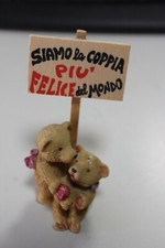 STATUETTA  ORSETTI FELICI  PLASTILINA -BEARS WITH HEART CM 3X8 V