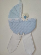 Fiocco nascita carrozzina con ricamo punto croce