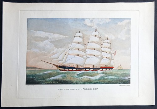 Stampa antica 1870 veliero - stampa,