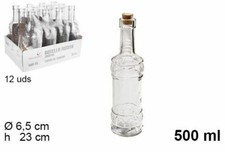 Set 12 Pz Bottiglie Bottigline Vetro Trasparente Tappo Sughero 500ml dfh