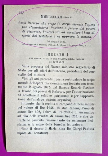 Palermo regio decreto erige - decreto,