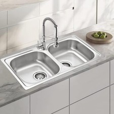 Lavello cucina 2 vasche  inox 80 x 48 cm JASSFERRY