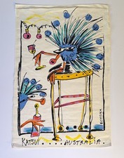 Katsui Studio Echidna Linen Art Print Handmade Wall Hanging Nature Australia