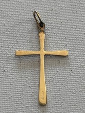 Croce Crocifisso Pendente In Argento 800 Placato Oro Vintage