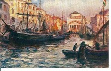 rts 054 Anni 20 - CARGNEL -TRIESTE Canal Grande e Chiesa S.Antonio - nn VG- FP- 