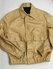 Giubotto sportivo giacca uomo vera pelle color panna beige  taglia 50 r41