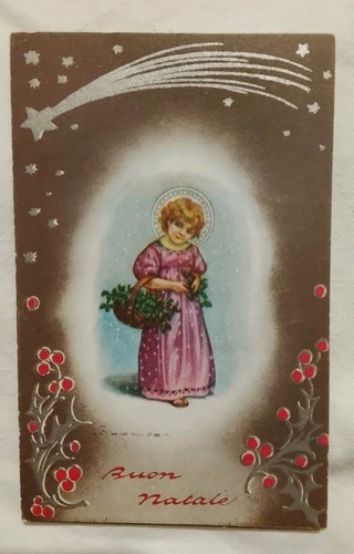 Cartolina buon natale bambina - buon,