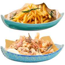 Vassoio Piatto Lungo Barchetta Frutti di Mare Frittura Pesce Forma Barca Grande