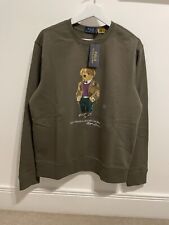 Polo Ralph Lauren uomo orso logo cotone felpa pile verde taglia media