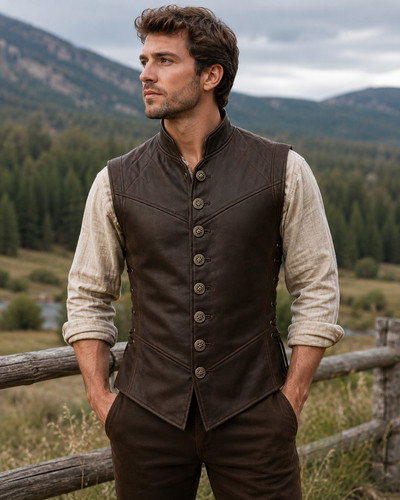 Gilet uomo pelle marrone