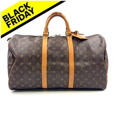 Borsa Louis Vuitton Keepall 50 monogram Boston pelle marrone PVC M41426