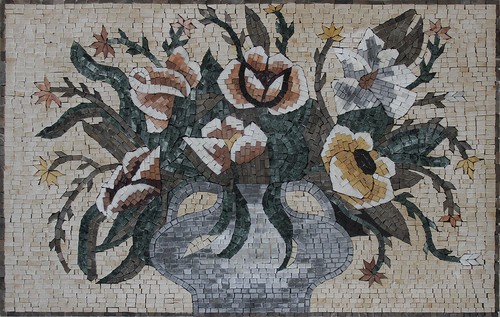 Mosaico marmo con fiori - in, da