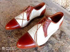 SCARPE UOMO VINTAGE IN PELLE BICOLORE KURBISTAN anni 50 n.8 n.40-41 fatte a mano