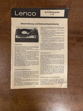 Documentazione Giradischi Lenco L75