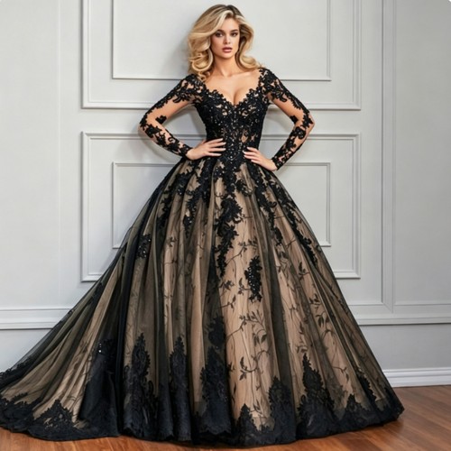 Abito sposa nero maniche - abito,