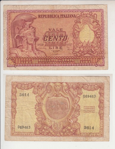Repubblica 100 lire - 100, italia