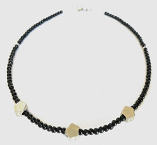 Collana in acciaio inox donna nera con charm portafortuna lunga 50 cm catenina