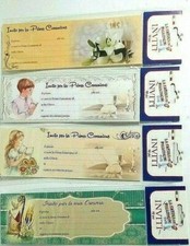 BIGLIETTI INVITO 10 PZ FESTA COMUNIONE CRESIMA  22 x 8 cm PARTY SCEGLI IL TUO  