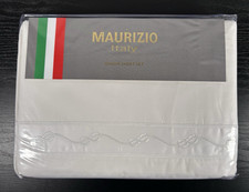 Set lenzuola regina Maurizio Italia 100% cotone Made in Italy orlo ricamato bianco