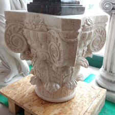Capitello in vero marmo scolpito unico blocco bianco o travertino base tavolo