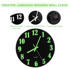  Orologio da parete rotondo in legno silenzioso creativo Orologio luminoso al