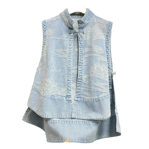 Gilet donna asimmetrico - , denim